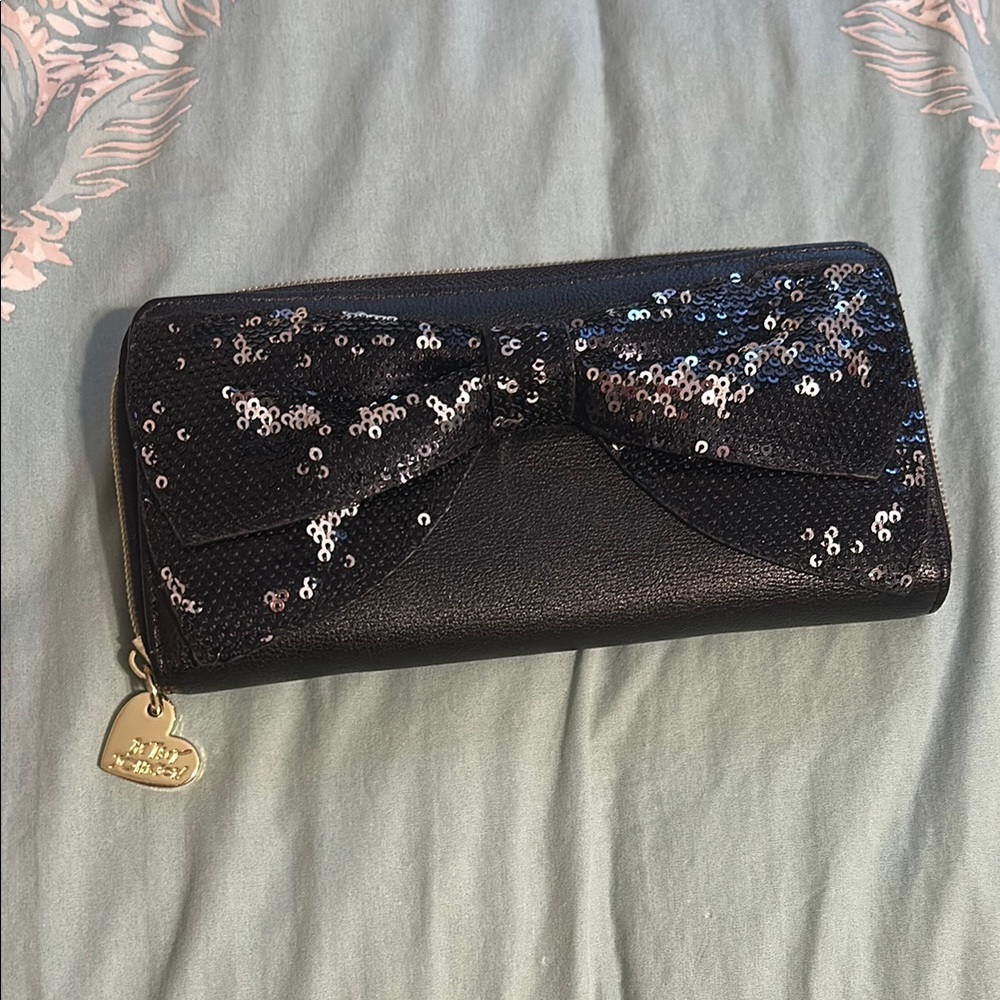 Betsey Johnson Black Sequin Wallet